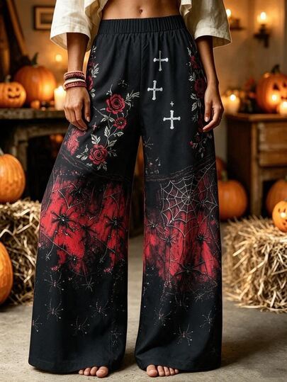 RIVANDRE Women's Casual Vacation Style Loose Long Pants