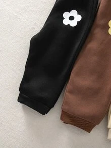 SHEIN 女嬰秋冬可愛3件組愛心圖案長褲 - 棕色 - 查看 5