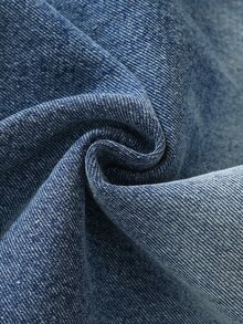 SHEIN Young Boy Autumn/Winter New Casual Minimalist Fashion Washed Denim Woven Solid Color Hooded Jacket - Blue - View 9