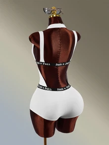 Amplova Women's White Double Strap Short Jumpsuit - White - View 8