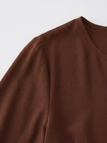 SHEIN 女款編織休閒度假風秋季洋裝 - 咖啡棕 - 查看 3