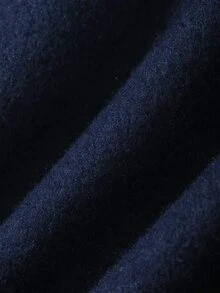 DAZY 女款深藍色連帽字母印花拼色條紋寬鬆落肩長袖休閒運動衛衣 - 藏蓝色 - 查看 6