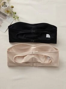 Barelissa 2件組內衣與無鋼圈胸墊內衣，抹胸式內衣套裝，純色 - 彩色 - 查看 2