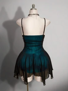 SHEIN ICON Women's Plus Size Spaghetti Strap Backless Dress - Teal Blue - View 2