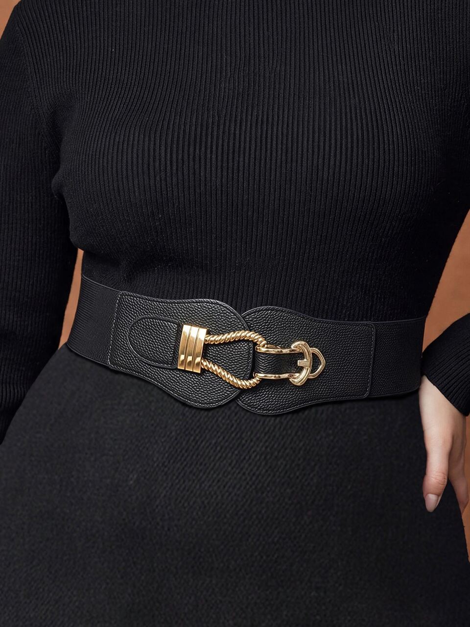 MOTF PLUS SIZE WOMEN'S AUTUMN/WINTER KNIT DRESS WITH BELT