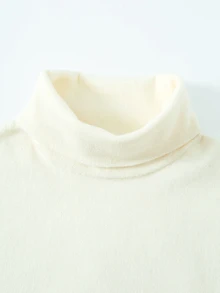 SHEIN Tween Girls Sweaters 2025 New Autumn/Winter Solid Color Slim Fit Turtleneck Pullover Base Layer Inner Wear Big Girls Stylish Fashion Minimalist Long Sleeve Knit Sweater - Beige - View 4