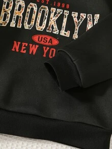 SHEIN 兒童 2件組小男孩 Y2K 休閒黑色長袖運動衫與長褲套裝，適合居家、日常穿著與外出，秋冬適用 - 彩色 - 查看 6
