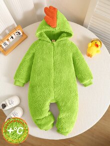 SHEIN 男嬰拼接色保暖內裡加厚連帽長袖連身冬季連身衣 - 彩色 - 查看 8