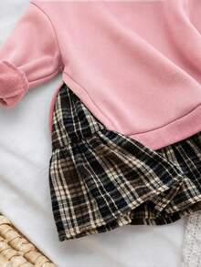 SHEIN LMoss Kids 少女復古時尚百搭休閒日常穿搭 秋冬款，適合外出與校園 - 粉色 - 查看 8