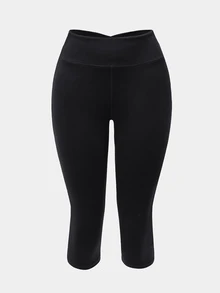 Velisys Velisys Women's Casual High Waist Criss-Cross Fitted Sports Shorts - Black - View 5