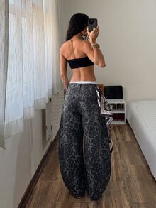 Jeanoix Petite Y2K Women's Denim Wide Leg Pants - Multicolor - View 2