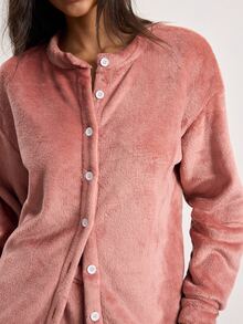 Ocili Women's Casual Plush Loungewear Set - Dusty Pink - View 4