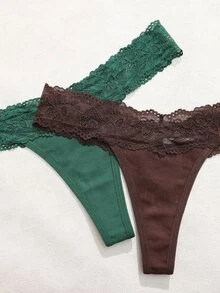 Snug Zone 5件/包 女款蕾絲腰帶丁字褲 - 彩色 - 查看 3