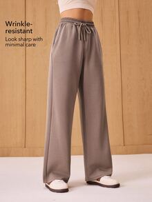 OutZeal Women Sports Brown Pants Casual Work Natural Soft Elastic Waist Straight Leg Active Bottom For Spring Summer - Brown - View 4