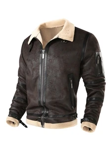 Manfinity Homme Men's Long Sleeve Zip-Up Jacket , Holiday Edition Halloween Christmas New Year's Day, Brown - Coffee Brown - View 3