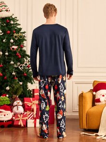Notgurli Christmas Funny Reindeer Print Casual Men's Loungewear Set - Multicolor - View 3