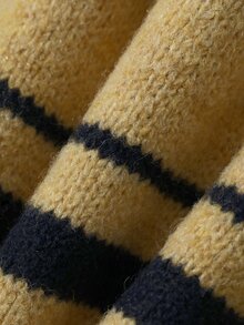 DAZY Sweater Lengan Panjang Kasual Harian Motif Garis-Garis untuk Bayi Perempuan - Kuning - View 9