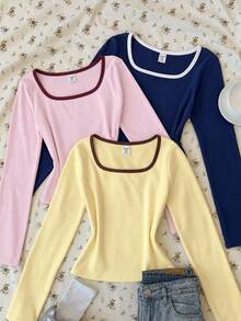 3PCS Tween Girls T-Shirts - White - View 3