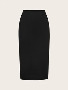 SHEIN LUNE 2件組女款裙子，職場穿搭，豹紋、黑色裙子，外出穿著，正式優雅，秋季女裝 - 彩色 - 查看 10