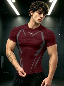 GymBeat Men's Round Neck Short Sleeve Sports Tee, Gym - Multicolor - View 1