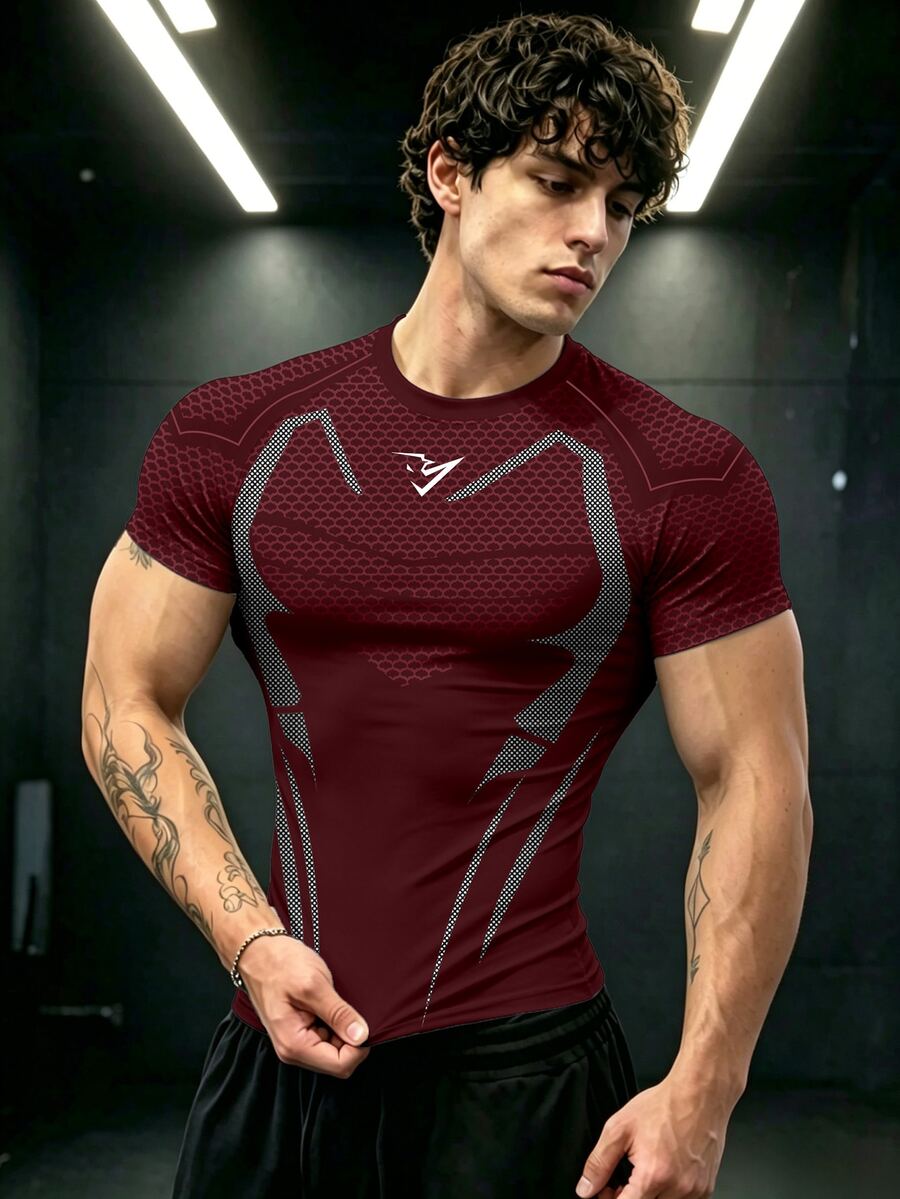 GymBeat Men's Round Neck Short Sleeve Sports Tee, Gym - Multicolor - View 1