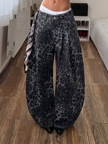 Jeanoix Petite Y2K Women's Denim Wide Leg Pants - Multicolor - View 3