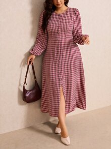 Elaquor Vestidos Talla Grande Otoño - Rojo - Ver 3