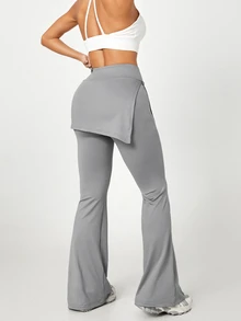 Eassivo Women's Elastic High Waist Sports Pants - Grey - View 2
