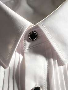 DAZY Halloween Men's Solid Color Casual Elegant Versatile Daily Wear Long Sleeve Shirt Formal Wedding White - White - View 4