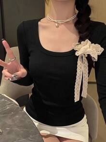 DAZY 女款純色修身休閒度假夏季背心 - 黑色 - 查看 4