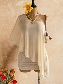 Soleia Women's Solid Color Ruffle Mini Cami Dress, Summer Beach Vacation Outfit, Bohemian Tropical Style, Gold Summer Dress - Apricot - View 1