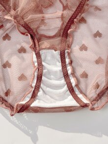 PetitDoll 5pcs Random Heart Direction Sweet Heart Jacquard Mesh Ruched Ruffle Back Hollow Triangle Set - Multicolor - View 7