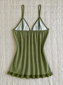 IslaSuriya Women's Plus Size Striped Cami Tank Top - Green - View 2