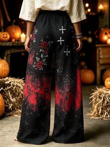 RIVANDRE Women's Casual Vacation Style Loose Long Pants - Black - View 2