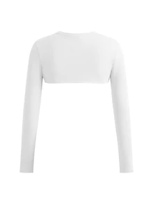 SHEIN Cheerettes 女款 3 件組長袖短版上衣 黑色 棕色 白色 圓領罩衫 修身彈性 分層穿搭 運動瑜伽皮拉提健身休閒 秋冬款 - 彩色 - 查看 11