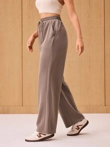 OutZeal Women Sports Brown Pants Casual Work Natural Soft Elastic Waist Straight Leg Active Bottom For Spring Summer - Brown - View 6