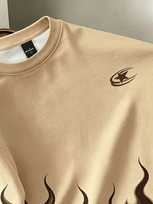 Manfinity Hypemode Men's Flame Pattern Casual Daily Short Sleeve T-Shirt - Brown - View 3