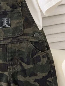 SHEIN 男嬰牛紋牛仔寬鬆吊帶褲 - 彩色 - 查看 5