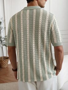 Manfinity Homme Men's Striped Casual Daily Wear Knit Top - Green - View 3