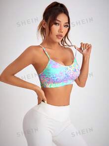 SHEIN Velisys Women's Simple Leopard Print Sports Tank Top Yoga Fitness 2 Pieces Set - Multicolor - View 3
