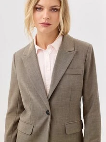 KÆRIA Hus Single-Breasted Blazer - Cross-Dye Suiting - Taupe - Matching Suit Set, Workwear, Classic, Tailored - Grey - View 5