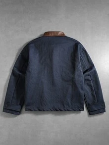 PAVTROS Men's Colorblock Casual Daily Long Sleeve Jacket - Blue - View 2