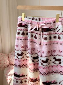 Comfortcana Women's Elastic Waist Floral Loose Long Pants - Pink - View 8