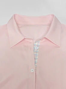 SHEIN Plus Size Women's Colorblock Casual Daily Wear Shirt - Multicolor - View 3