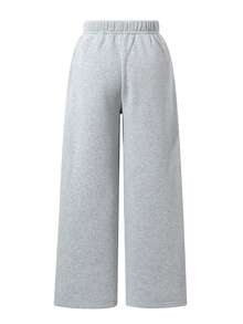 SHEIN Tween Girls Grey Sweatpants With Striped Design, Casual Fashion Creative Personalized - Grey - View 2