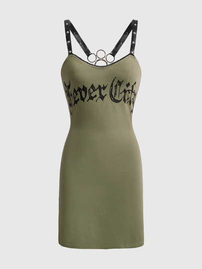 Abito mini da donna con zampa di gatto, carattere gotico in metallo, stile dark swamp goth, hot girl, linea ad A