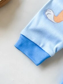 LOONEY TUNES X SHEIN Baby Boy Cartoon Print Long Sleeve Top And Leggings Loungewear Set - Blue - View 6