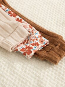 Elladie kids 女童新款多色連帽長袖上衣與鬆緊腰休閒寬鬆軟針織長褲2件套，春秋款 - 卡其色 - 查看 5