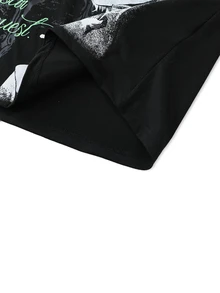ROMWE MEN Street Life Anime Character Print Long Sleeve T-Shirt - Black - View 5