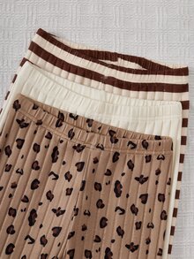 SHEIN Girls' 2 Pieces Set, Simple Casual, Round Neck Long Sleeved Pants Set, Multiple Colors To Meet Different Preferences, Preferred For Autumn Set - Brown - View 4